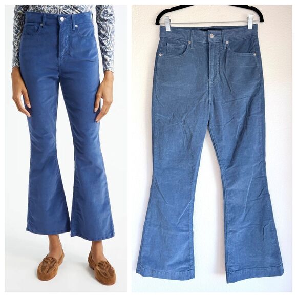 NEW Veronica Beard Jeans Carson Ankle Flare Corduroys in Blue Stone Size 28